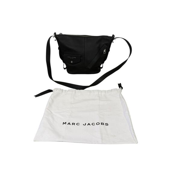 Marc Jacobs The Mini Sling Convertible Leather Hobo Purse Black - Picture 1 of 15